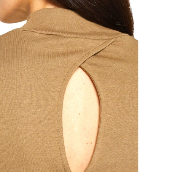 GAP Women Modern Mockneck Mini Dress Dried Moss 3/4 Sleeves Fitted Sz LG NWT - Picture 11 of 15